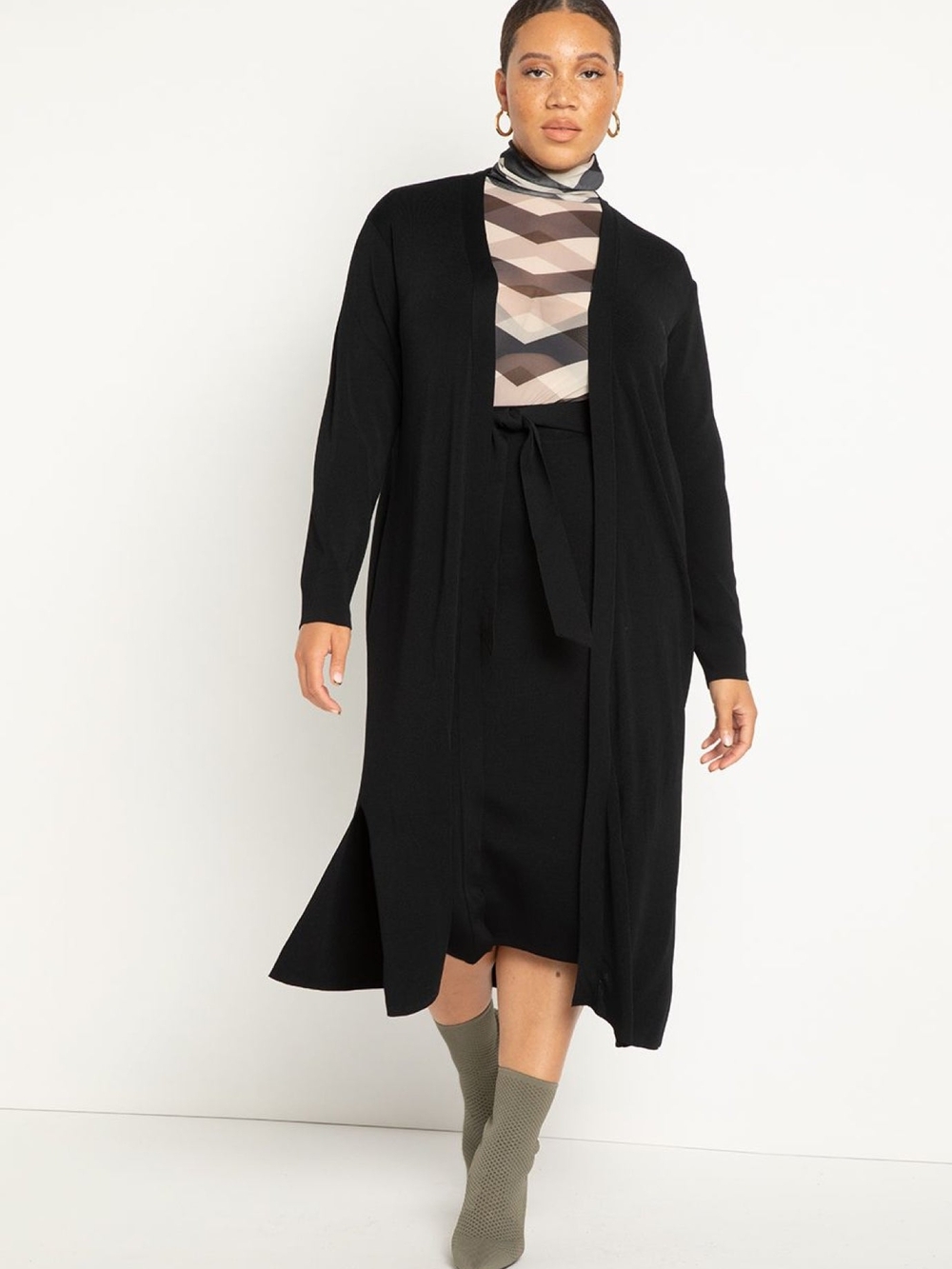 Eloquii Black Knit Overpiece With Pockets